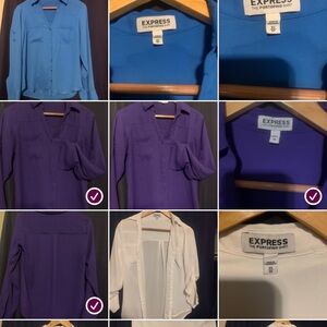Express Portofino Button Down Shirt Vibrant Blue, Rich Purple, & Classic White